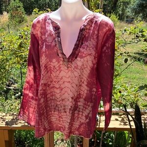 Made from the Earth tie-dye and embroidered BoHo lightweight top XL